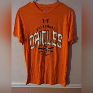 Baltimore Orioles Under Armour Performance Heat Gear Adult Size S T-Shirt Orange